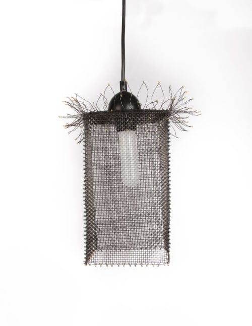 Pendant Light Fringe #2, Steel Wire Mesh MEDIUM 12" T x 6" | Pendants by Anne Lindsay Studio