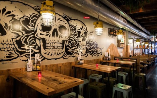Lucy Lou and Skull | Murals by Adam Isaac Jackson | Lucy Lou Taco's & Tequila in Utrecht