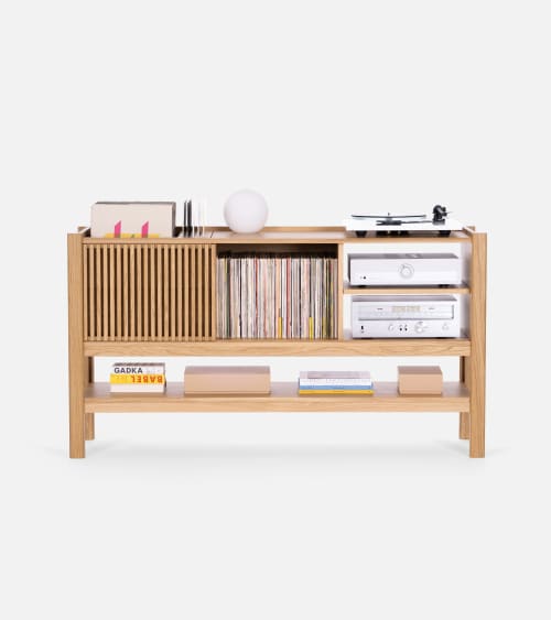 JAMM - Record player stand, made of solid oak wood | Sideboard in Storage by Mo Woodwork | Stalowa Wola in Stalowa Wola