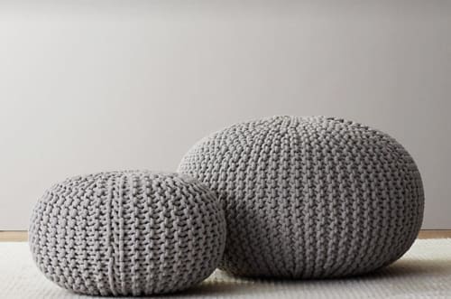 Macrame cord Crochet Stuffed Pouffe, Ottoman Pouf, Bean Bag, | Pillows by Magdyss Home Decor