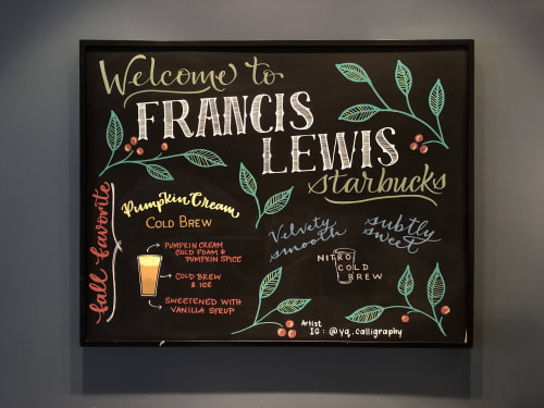 Chalkboard Art | Signage by YQ Design | Starbucks in Queens