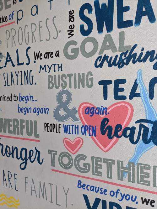 VIBES Yoga Studio Mantra Mural | Murals by Girls Who Paint Murals | Vibes Yoga & Fitness in Charlotte