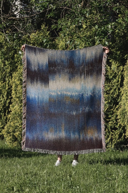 Mirror Terrain - Jacquard Woven Thrown Blanket | Linens & Bedding by Jessie Bloom