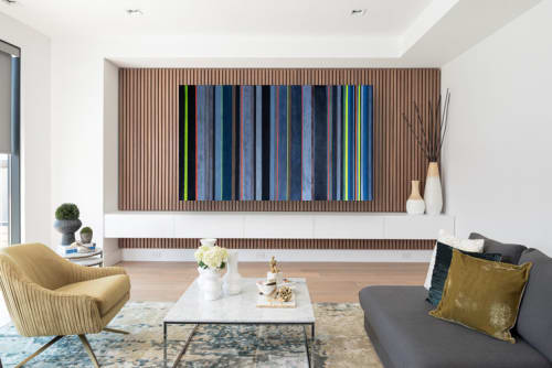 'FLAX + ALLOY II' - Luxury Abstract Fine Art on Linen + Wood | Mixed Media by Christina Twomey Art + Design