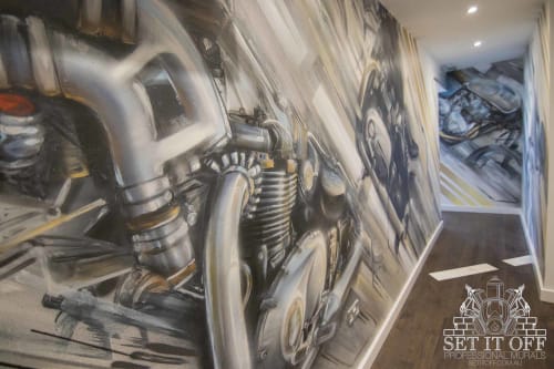 Triumph Motorcycle Wall Art | Murals by Set It Off Murals | Depot Eatery in Ilfracombe