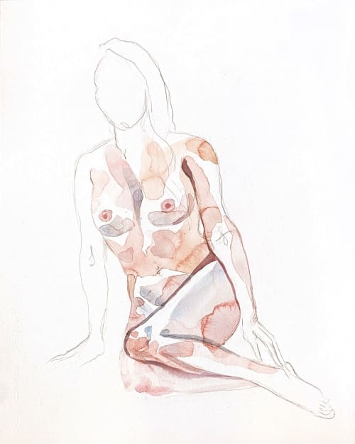 Nude No. 71 : Original Watercolor Painting | Paintings by Elizabeth Becker