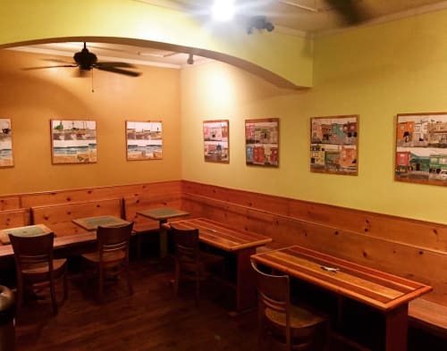 Sunset Collage Series | Paintings by Emily Fromm - Rancho Art Productions | Java Beach Café in San Francisco