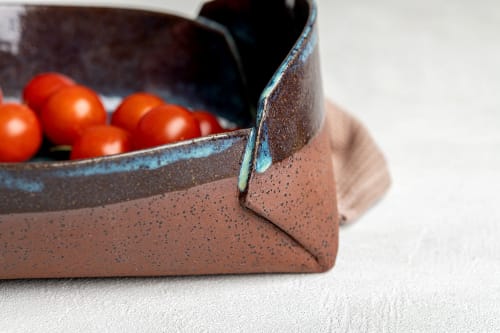 Terracotta Blue Ceramic Casserole Dish | Pan in Cookware by ShellyClayspot
