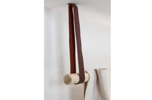 Mahogany Leather Suspension Strap | Storage by Keyaiira | leather + fiber | Artist Studio in Santa Rosa