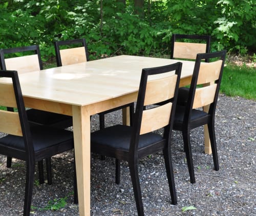 Natural Maple and Black Dining Set | Dining Table in Tables by GlessBoards