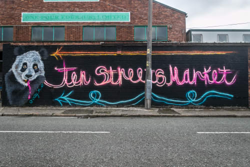 Neon Panda (Ten Streets Market) | Murals by Vally_M_Art | Liverpool in Liverpool