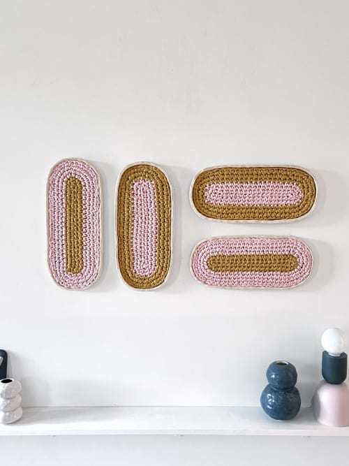 Ovals in pink and yellow | Wall Hangings by Meg Morrison