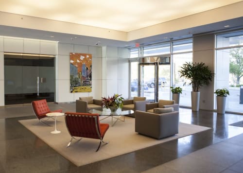 Contemporary Galleria Cityscape | Mixed Media by Daryl Thetford | Tanglewood Property - 5444 Westheimer in Houston