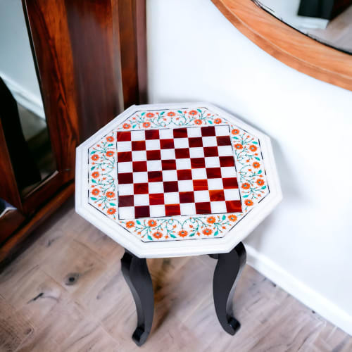 Marble chess table for gift, Handmade chess table, tabletop | Side Table in Tables by Innovative Home Decors