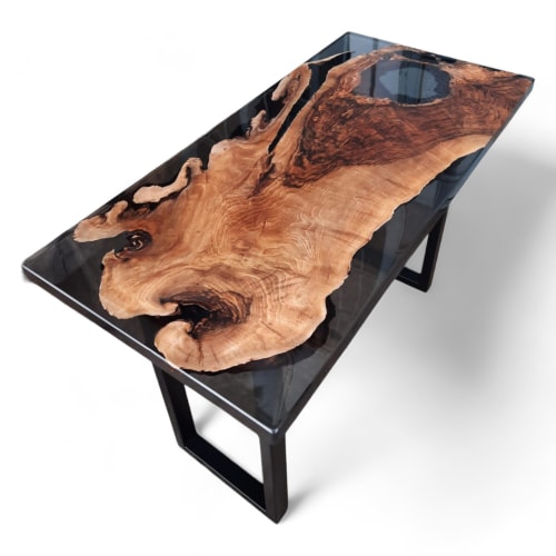 Walnut Epoxy desk Custom Epoxy Resin Table | Dining Table in Tables by Ironscustomwood
