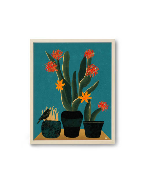 Turquoise Cacti - Mid Century Botanicals | Prints by Birdsong Prints
