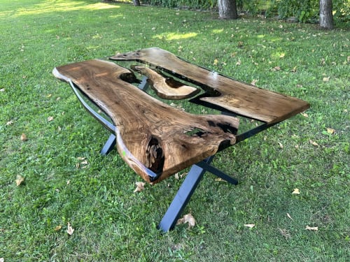 Custom Clear Resin Table - Live Edge Table - Wood Table | Dining Table in Tables by Tinella Collection