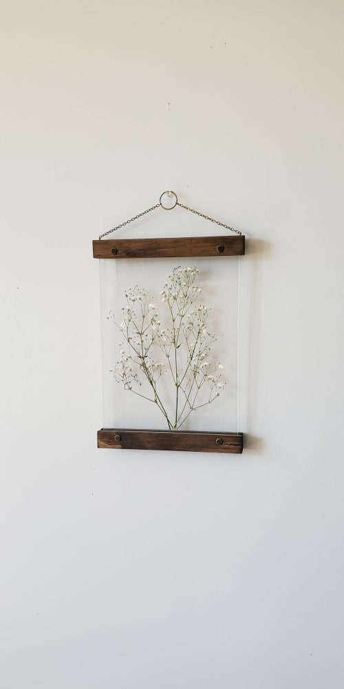 White Floral wall art botanical pressed flower frame rustic