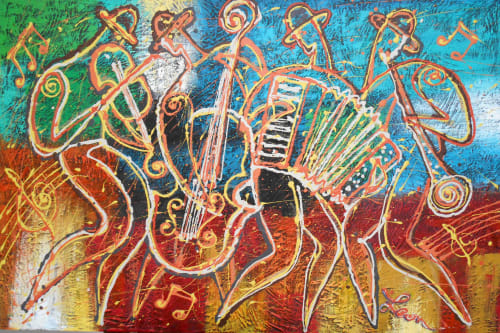 Klezmer Jewish Art Canvas Print | Prints in Paintings by Leon Zernitsky Art