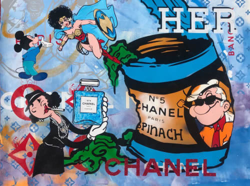 HER Chanel Spinach in Blue | Paintings by Skyler Grey | Biscayne Island in Miami