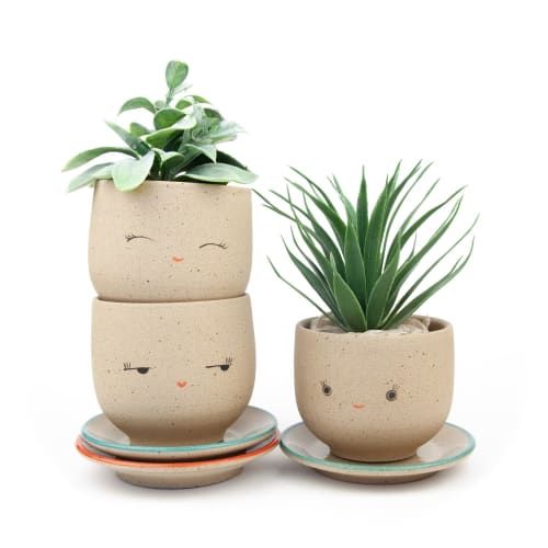 Ceramic Planters with Faces | Vases & Vessels by Jennifer Fujimoto