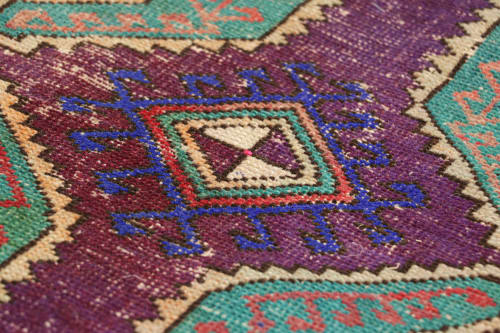 Vintage Oushak Rug in Violet Purple with Geometric Medallion | Rugs by Rug a
