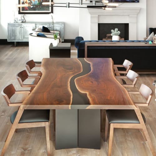 Custom Resin River Walnut Dining Table | Tables by Elko Hardwoods