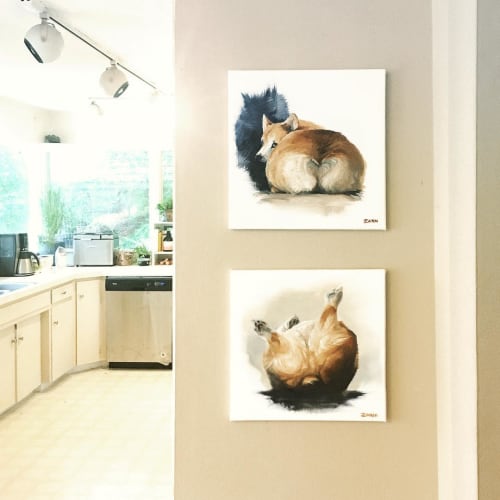 Corgi Butt | Oil And Acrylic Painting in Paintings by Paws By Zann Pet Portraits