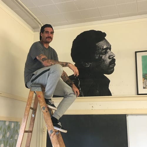 Jimi Hendrix | Murals by Cheyenne Randall aka INDIANGIVER | Ockley Green Middle School in Portland