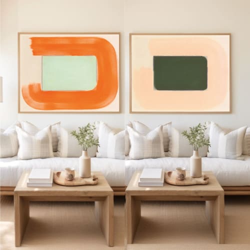 Green & Orange Modern Abstract Art Print Pair | Prints by Emily Keating Snyder