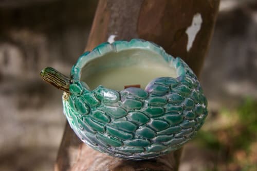 Sweetsop Candle Green | Candle Holder in Decorative Objects by Marie Burgos Design and Collection
