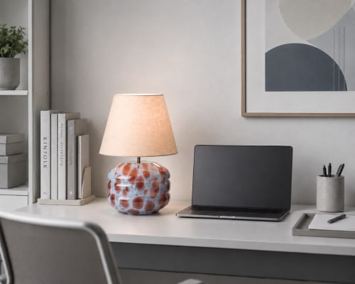 Hand-Blown Glass Table Lamp with Linen Shade | Lamps by SVITANOK b