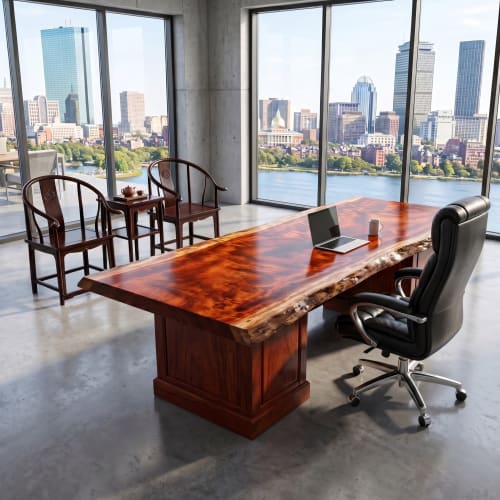 Bespoke Live Edge Song Single Slab Executive Desk & Table I | Conference Table in Tables by Dynasty Artisan