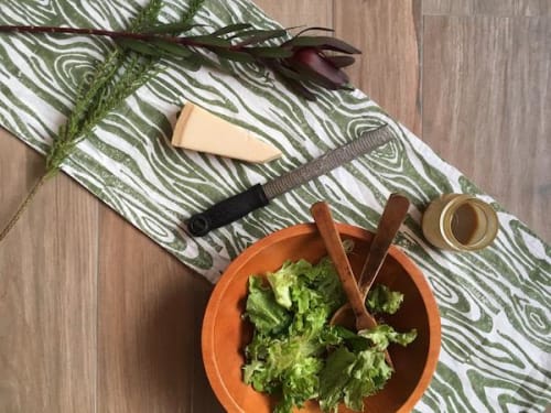 “Green Faux Bois Table Runner” | Tableware by Beastly Threads