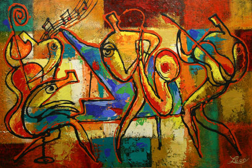 Abstract Jazz Canvas Art Print by Leon Zernitsky | Paintings by Leon Zernitsky Art