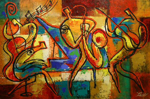 Abstract Jazz Canvas Art Print by Leon Zernitsky | Prints in Paintings by Leon Zernitsky Art