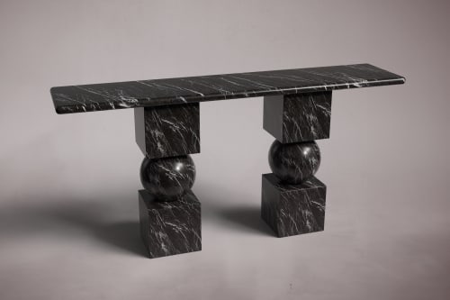 Axis Black Marble Console Table | Tables by HamamDecor LLC