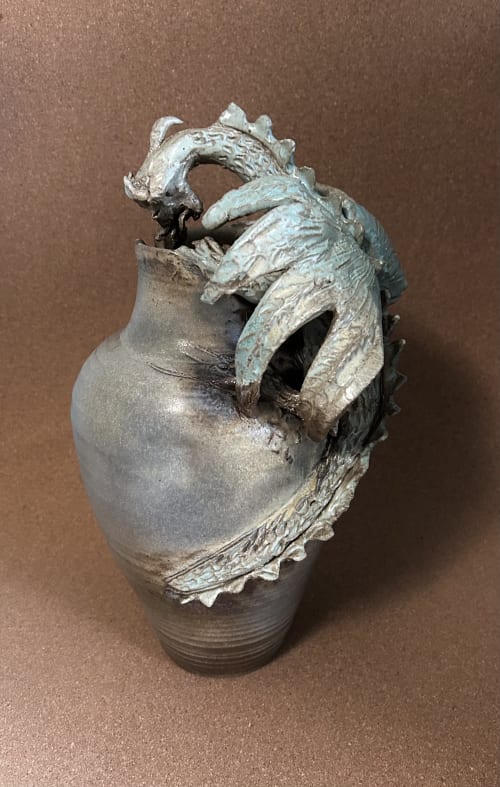 Green Dragon Pot | Sculptures by Sheila Blunt