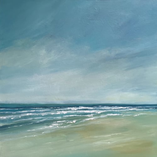 Gentle Breeze - Ocean Coastal Seascape Painting on Canvas | Oil And Acrylic Painting in Paintings by Filomena Booth Fine Art