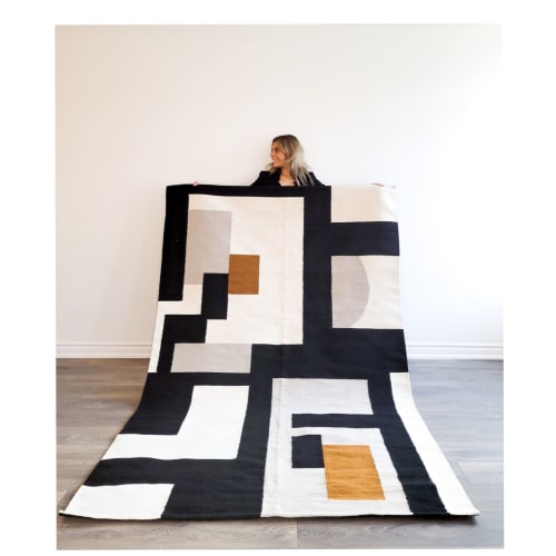 Maya Handwoven Black and Taupe Area Rug | Rugs by Mumo Toronto