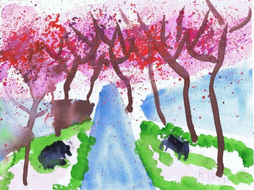 High Park Cherry Blossoms - Original Watercolor | Watercolor Painting in Paintings by Rita Winkler - "My Art, My Shop" (original watercolors by artist with Down syndrome)