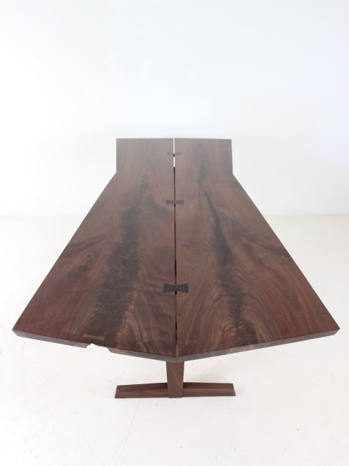 6 foot bookmatched Walnut Slab knockdown trestle table | Tables by GideonRettichWoodworker