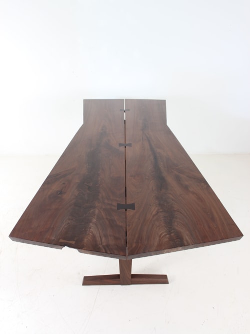 6 foot bookmatched Walnut Slab knockdown trestle table | Desk in Tables by GideonRettichWoodworker