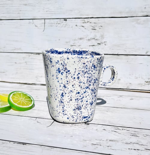 White and Blue Square Mug | Drinkware by Nori’s Wishes Studio