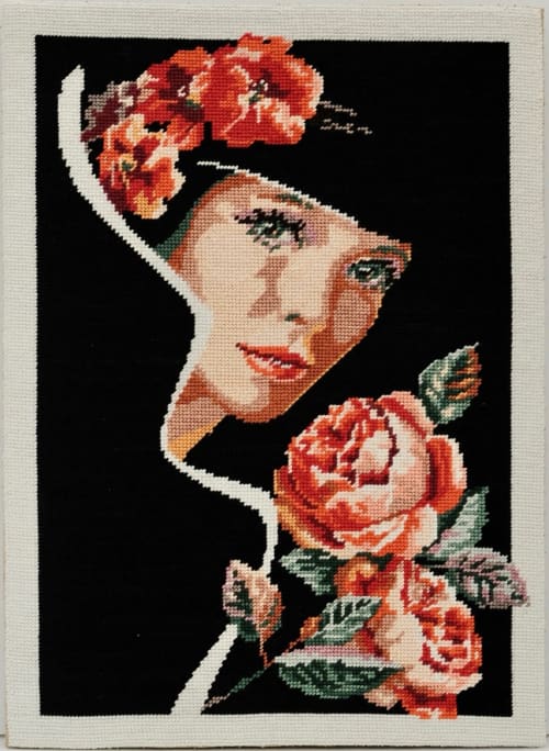 Framed “The Smell of Roses” Needlepoint | Embroidery in Wall Hangings by Hiraeth Ceramics