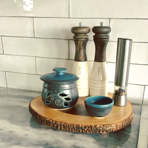 Ceramic Garlic Keeper and Salt Dish | Tableware by East Ridge Pottery LLC