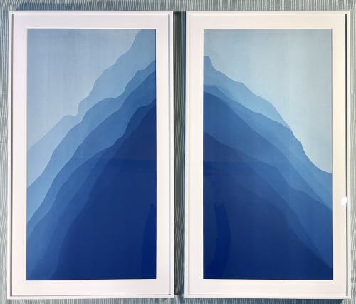 Sea Cliffs Diptych II (2 originals FRAMED in 15 x 25" frames | Photography by Christine So