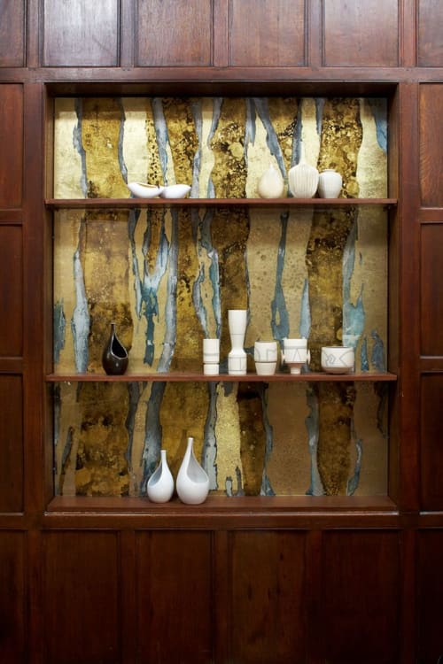 Gilded glass art panel (verre eglomise) wall niche | Wall Treatments by Vesna Bricelj