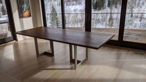 Walnut Dining Table with Steel Base | Tables by Where Wood Meets Steel