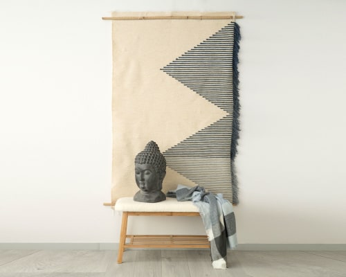 Gaia - Blue and White Wool Tapestry | Wall Hangings by Lale Studio & Shop